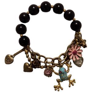 Betsey Johnson Frog Beaded Charm Bracelet